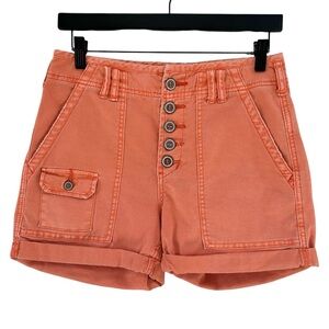 PILCRO Anthropologie The Wanderer Melon Button Fly Cuffed Denim Shorts 27